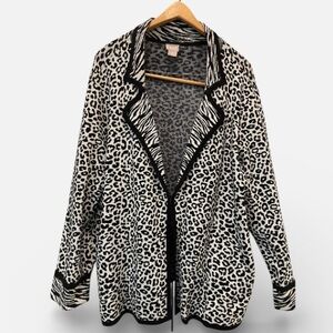 Chico’s Mixed Animal Print Knit Cardigan Plus Size 20/22